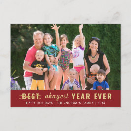 Chic Best Tokest Year Ever Red Gold Script Foto Feiertagspostkarte
