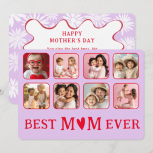Chic Beste Mama überhaupt Lila & Rosa Foto Feiertagskarte
