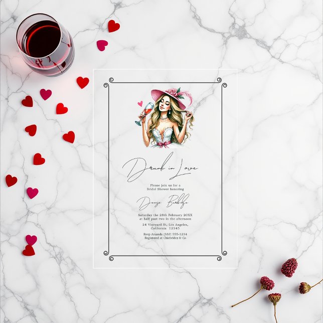 Chic Betrunken in Liebe Brautparty Acryleinladungen (Chic Drunk in Love Bridal Shower Acrylic Invitations)