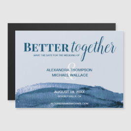 Chic Better Together blue water color brush brush Magneteinladung