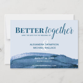 Chic Better Together blue water color brush brush Magneteinladung