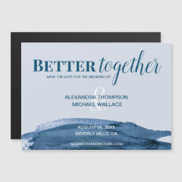 Chic Better Together blue water color brush brush Magneteinladung