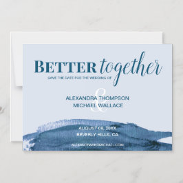 Chic Better Together blue water color brush brush Magneteinladung