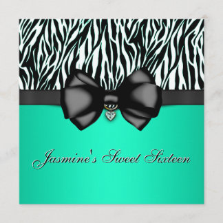 Chic beugte Zebra, den Druck einladen [aquamarin] Einladung