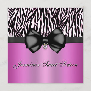 Chic beugte Zebra, den Druck einladen [Rosa] Einladung