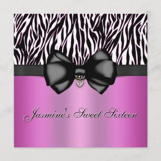 Chic beugte Zebra, den Druck einladen [Rosa] Einladung