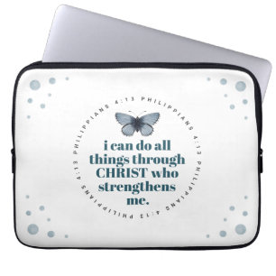Chic Bible Verse Philippians Blue Butterfly Laptop Laptopschutzhülle