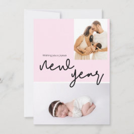 Chic Birth Foto Happy Baby Girl New Year Pink Feiertagskarte