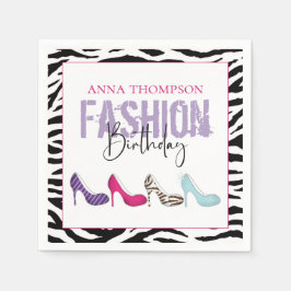 Chic Birthday Animal Print High Heel Shoes Serviette