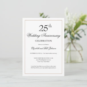 Chic Black 25. Hochzeitstag Einladung