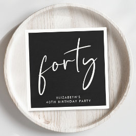 Chic Black 40. Geburtstag Party Serviette
