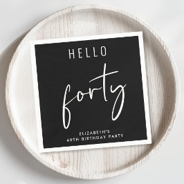 Chic Black 40. Geburtstag Party Serviette