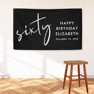 Chic Black 60. Geburtstagsparty Banner