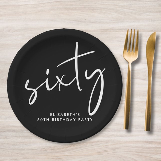 Chic Black 60. Geburtstagsparty Pappteller (Von Creator hochgeladen)