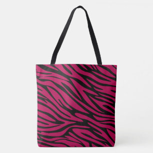 Chic Black and Berry Red Zebra Print Large Tasche