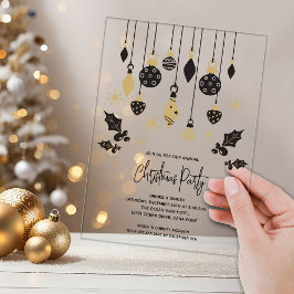 Chic Black and Gold Christmas Ornaments Acryleinladungen