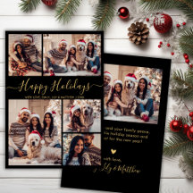 Chic Black and Gold Happy Holidays Script 5 Foto