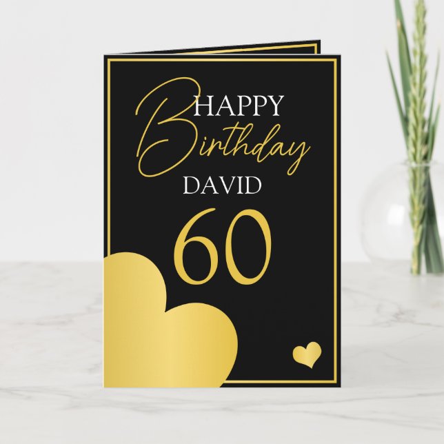 Chic Black and Gold Husband 60. Geburtstag Karte (Vorderseite)