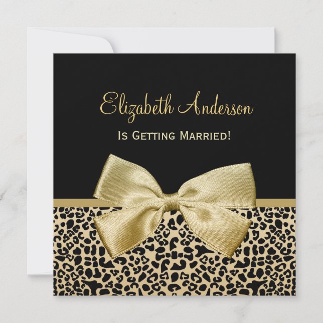 Chic Black and Gold Leopard Print Brautparty Einladung (Vorderseite)