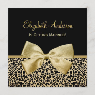 Chic Black and Gold Leopard Print Brautparty Einladung