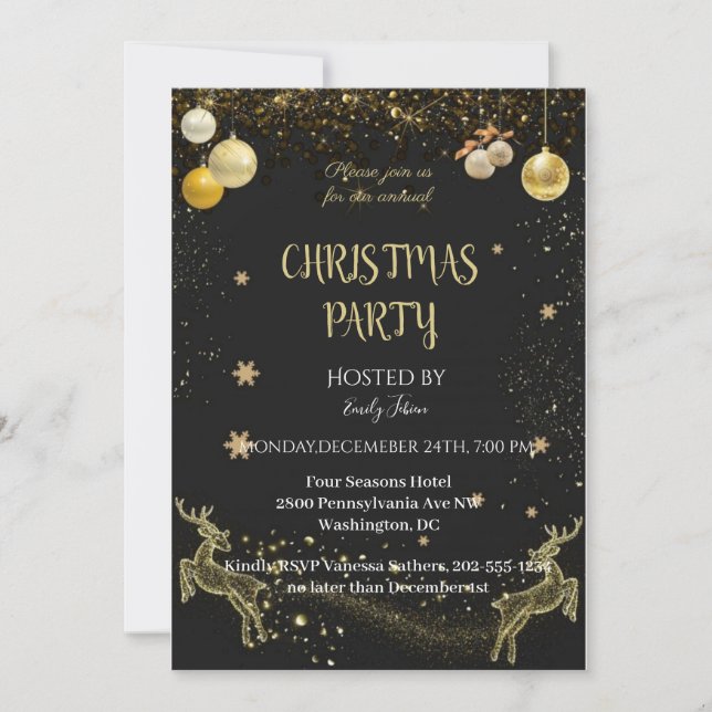 Chic Black and Gold Save The Date (Vorderseite)