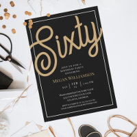 Chic Black and Gold Script 60. Geburtstag