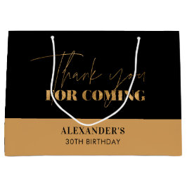 Chic Black and Gold Script Geburtstag Vielen Dank Große Geschenktüte