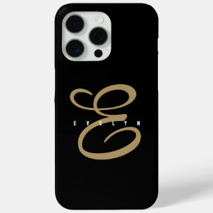 Chic Black and Gold Script Monogram Case-Mate iPhone Hülle