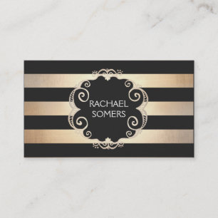 Chic Black and Gold Striping Designer (kein Glanz) Visitenkarte