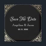 Chic Black and Gold Wedding Save the Date Magnet<br><div class="desc">Schwarze und goldene Blütenhochzeit retten den Datums-Magneten . Luxus,  elegant,  einfach. Alle grafischen Elemente sind frei für Veränderung,  Bewegung oder sogar Entfernen - machen Sie Ihre beste Kombination!</div>