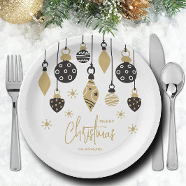 Chic Black and Gold Weihnachtsschmuck Pappteller
