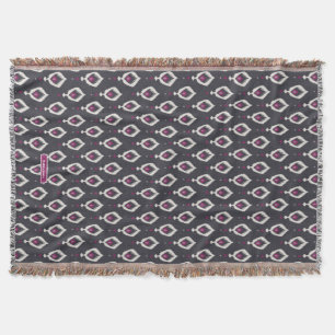 Chic Black and lila Ikat-Stammmuster Decke