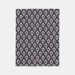 Chic Black and lila Ikat-Stammmuster Fleecedecke