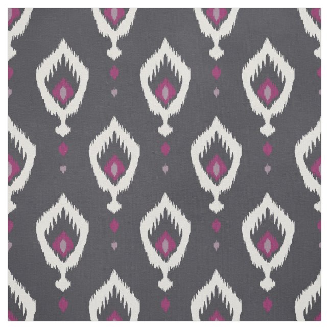 Chic Black and lila ikat Stammmuster Stoff (Muster)