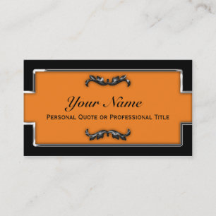 Chic Black and Orange Metallic Business Cards Visitenkarte