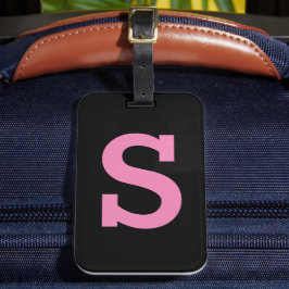 Chic Black and Pink Minimal Modern Initial Letter Gepäckanhänger