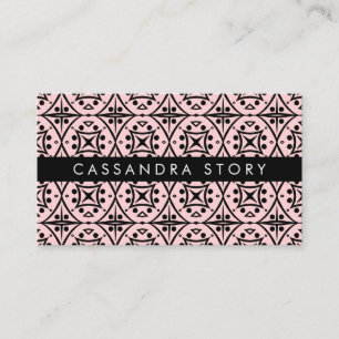 Chic Black and Pink Modern Pattern Visitenkarte