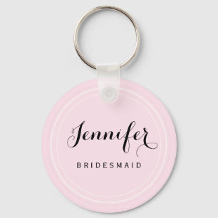 Chic Black and Pink Personalize Bridesmaid Schlüsselanhänger