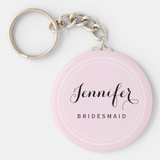 Chic Black and Pink Personalize Bridesmaid Schlüsselanhänger (Vorne)