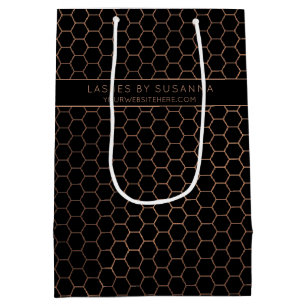 Chic Black and Rose Gold Geometric Mittlere Geschenktüte