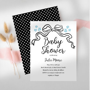 Chic Black and White Bow Baby Dusche Einladung