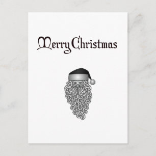Chic black and white Christmas Santa postcard Feiertagspostkarte