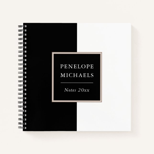 Chic Black and White Color Block Notebook Notizbuch (Vorderseite)