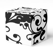 Chic Black and White Damask Wedding Favor Box