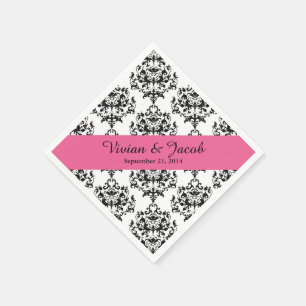 Chic Black and White Damask Wedkin Napkin Serviette