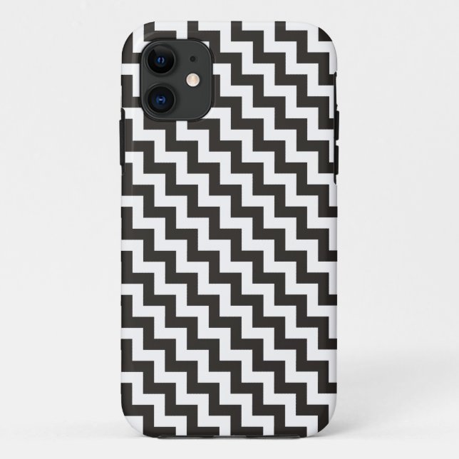 Chic Black and White Diagonal Chevrons Case-Mate iPhone Hülle (Rückseite)