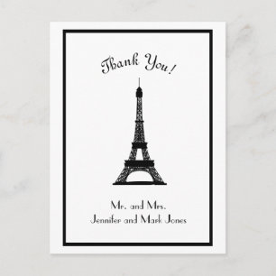 Chic Black and White Eiffel Tower Vielen Dank Postkarte