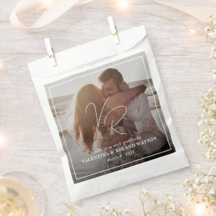 Chic Black and White Foto Moderne Hochzeit Geschenktütchen