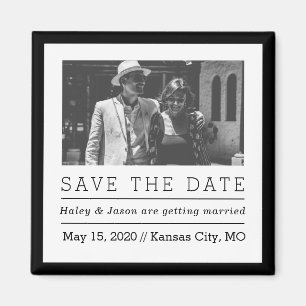 Chic Black and White Foto Save the Date Magnet
