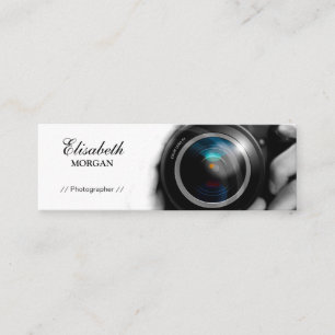 Chic Black and White Fotografy Camera Lens Mini Visitenkarte